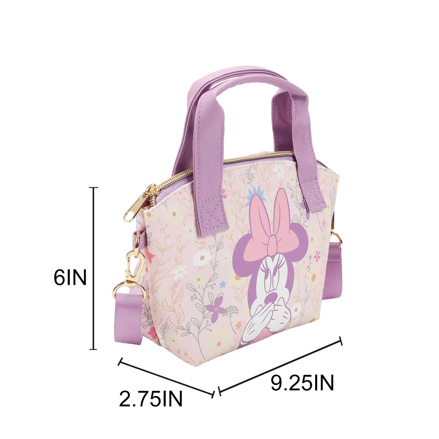 Disney Minnie Mouse Covering Mouth Pose Pink 9.25" Mini PU Handbag