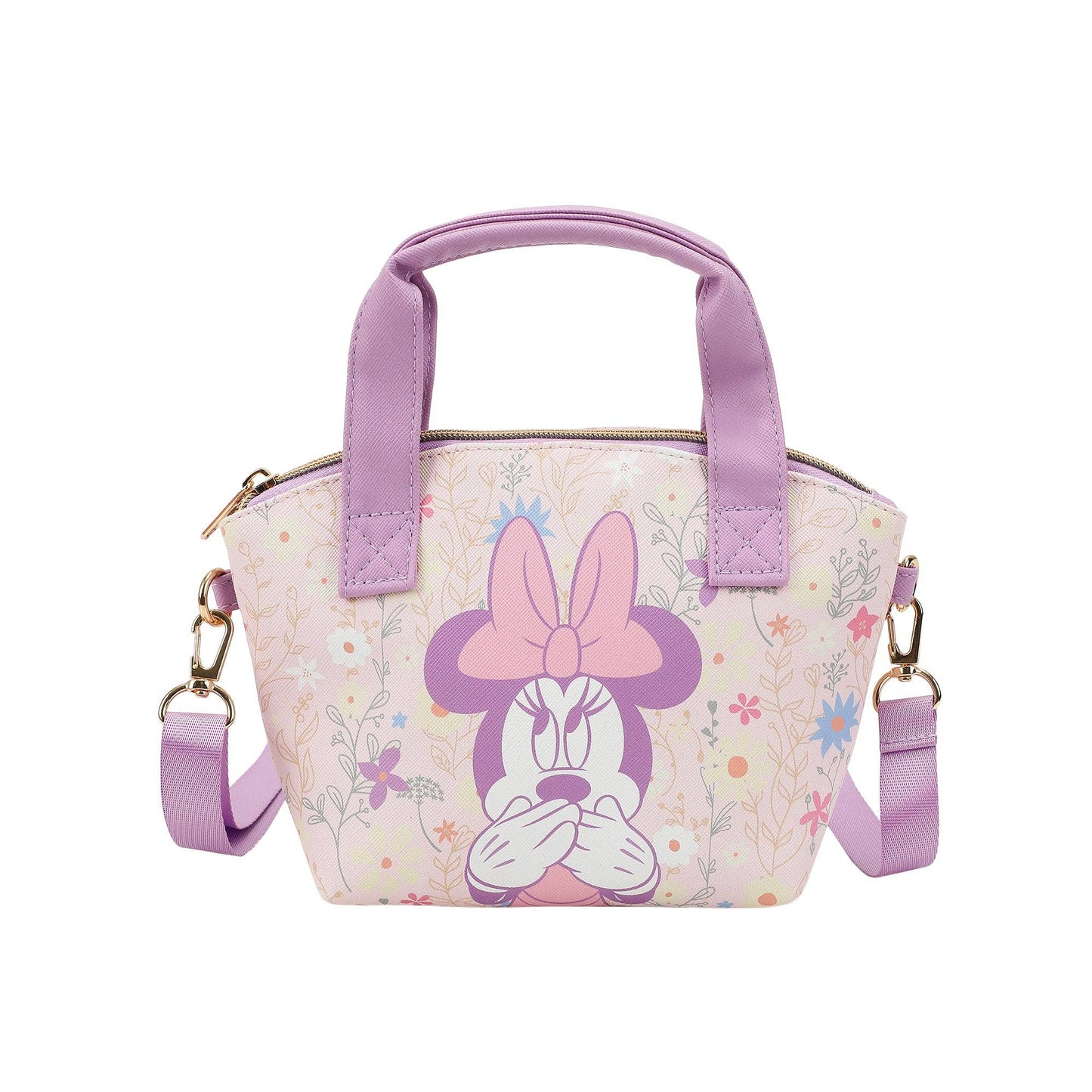 Disney Minnie Mouse Covering Mouth Pose Pink 9.25" Mini PU Handbag